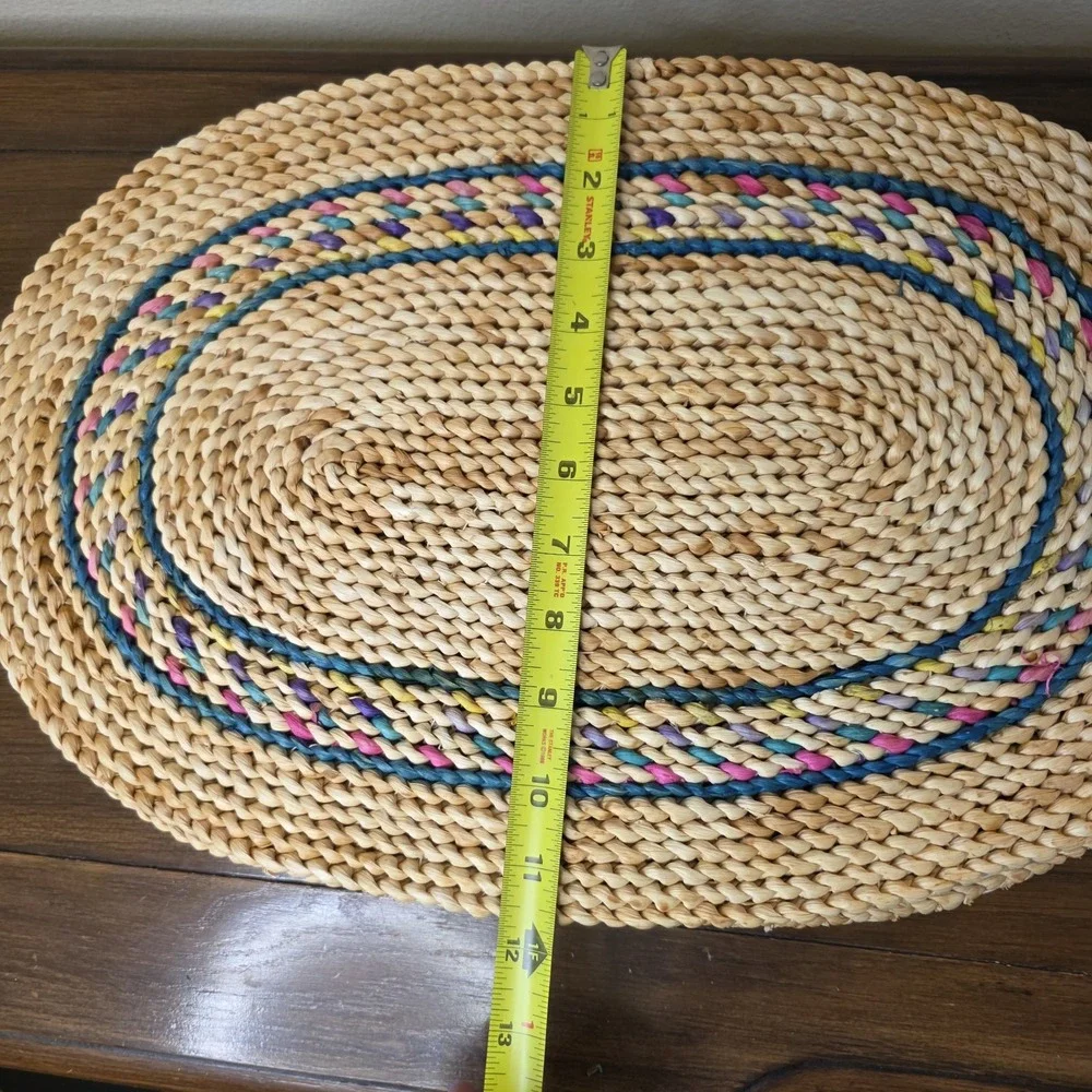 Set 4 VTG Braided Oval Placemats 11.5x17.5 Farmhouse Country Cottage Woven Boho
